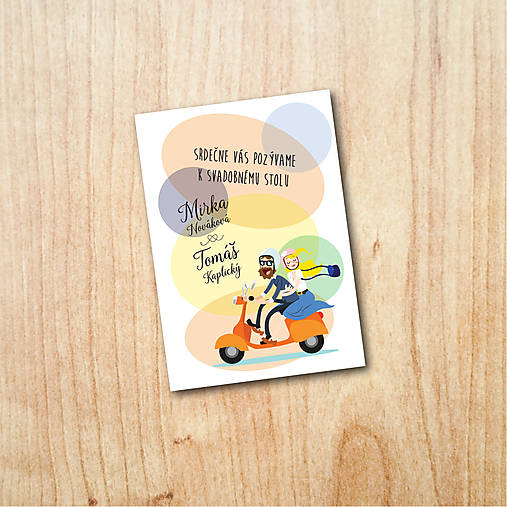 Papiernictvo - Svadobné oznámenie - Motorka (Pozvánka ku stolu) - 11029636_