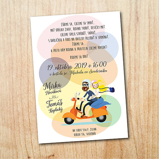 Papiernictvo - Svadobné oznámenie - Motorka (Tlačená forma) - 11029643_