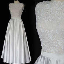 Šaty - Svadobné šaty z geometrickej krajky s veľkou kruhovou sukňou - 11031103_