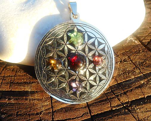 Náhrdelníky - kvet života-chirurg.o.-s minerálmi - 11035627_