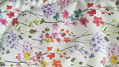 Textil - VLNIENKA výroba na mieru 100 % bavlna potlačená FLOWERS KVIETKY - 11035657_