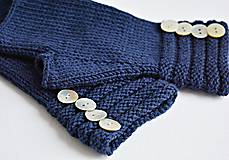 Rukavice - Pletené nátepníčky - modré (Modrá) - 11035104_