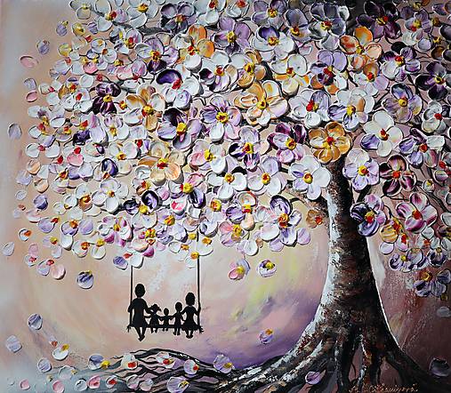 Obrazy - Rodinný strom fialový  - 11033834_