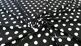 Textil - Úplet Bodky 15 mm - Biele na čiernom - cena za 10 centimetrov - 11036112_