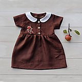 Detské oblečenie - Ľanové detské šaty s výšivkou - 11036601_