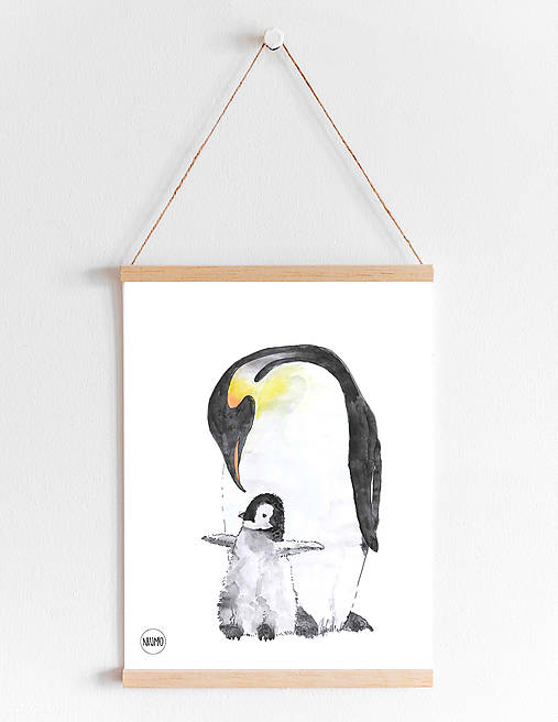 Art Print - tučniak cisársky s mláďatkom