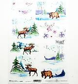 Papier - Ryžový papier na decoupage -A4-R1464 - Vianoce, medveď - 11042111_
