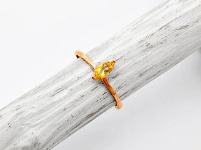Prstene - 585/1000 zlatý prsteň s prírodným citrínom (ružové zlato) - 11047319_