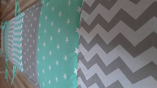 Detský textil - Hniezdo do postieľky ...mentol/šedá - 11047788_