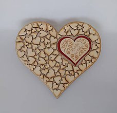 Tabuľky - Drevené srdce (Myslím na Teba) - 11049117_