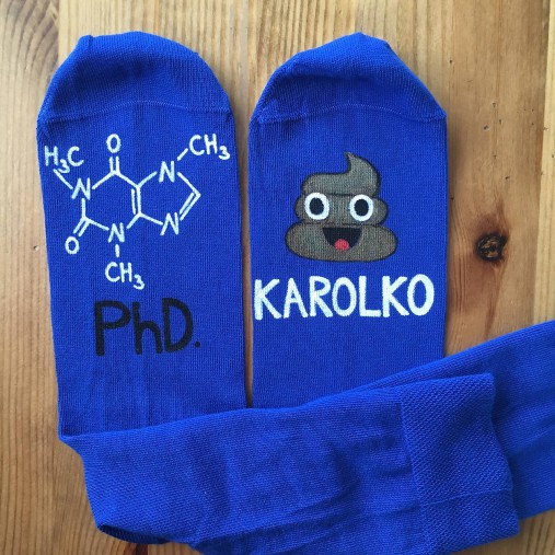 Maľované ponožky s titulom a menom (Modrá)
