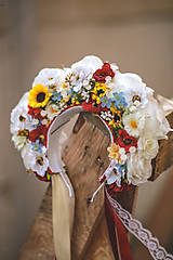Ozdoby do vlasov - Folklórna svadobná kvetinová parta - 11052597_