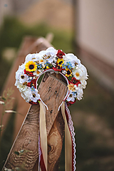 Ozdoby do vlasov - Folklórna svadobná kvetinová parta - 11052599_