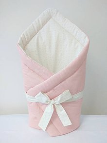 Detský textil - Zavinovačka  (Zavinovačka ružové bodky + krémová alebo biela 80x80cm) - 11051442_
