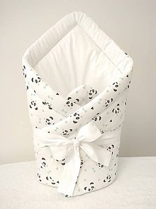 Detský textil - Zavinovačka  (Zavinovačka pandy mentolkové + biela 80x80cm) - 11051465_