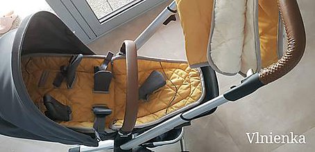 Detský textil - Joolz HUB Seat Liner / Podložka do kočíka horčicová na mieru MUSTARD Hippo Grey - 11050734_