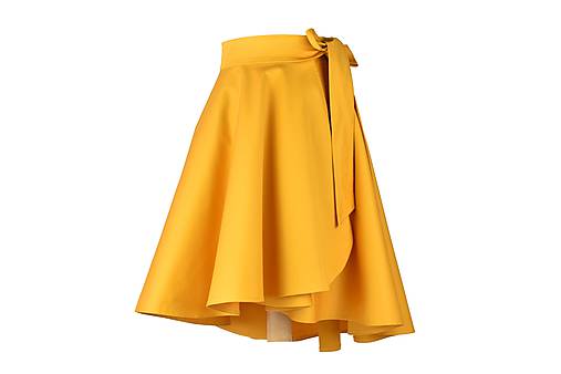 Sukne - ANNA - ELEGANTNÁ asymetrická zavinovacia sukňa (Horčicová) - 11053502_