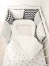 Detský textil - Čierno biely set so štipkou zlata - 11055867_