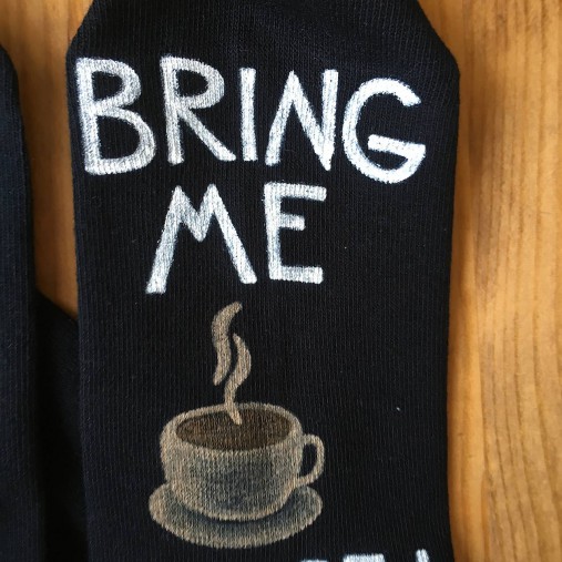 Maľované ponožky pre tých, čo milujú kávu (čierne)