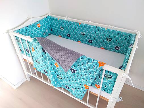 Set do postieľky zvieratká v lese tyrkysová