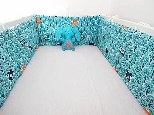 Set do postieľky zvieratká v lese tyrkysová