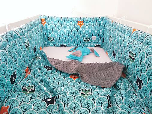 Set do postieľky zvieratká v lese tyrkysová