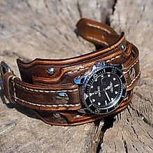 Náramky - Vintage svetlé kožené hodinky II - 11061005_