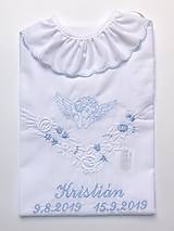 Detské oblečenie - Vyšívaná košieľka na krst pre chlapčeka K04 modrá - 11058794_