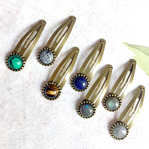 Ozdoby do vlasov - Labradorite Bronze Hairpin / Sponka do vlasov s labradoritom /S0002 - 11065497_