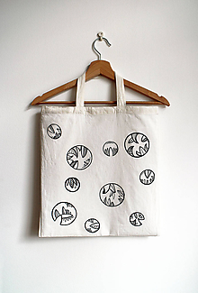 Nákupné tašky - Nákupná taška bavlnená s krátkymi uškami - Listy | Kruhy - 11065069_