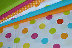 Textil - Látka Veľké bodky farebné a Pokreslený zošit - 11065072_