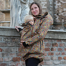 Bundy a kabáty - Softshellový kabátek pro nošení dětí-barevné mandaly - 11061946_