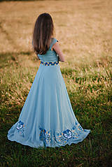 Šaty - Dlhé modré šaty s výšivkou - 11062141_