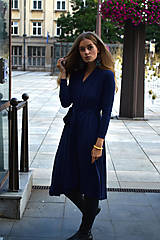 Šaty - APRIL indigo modré, zavinovací šaty/cardigan - 11068987_