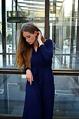 Šaty - APRIL indigo modré, zavinovací šaty/cardigan - 11068989_