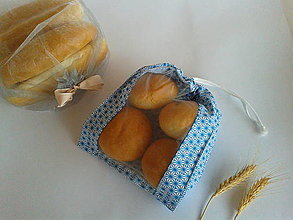 Úžitkový textil - Vrecúško na chlieb a pečivo - tyrkysové hviezdičky - 11068252_