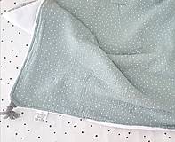 Detský textil - Mušelínová deka mineral green s minky flis 70x90cm (Mineral green) - 11070999_