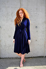 Šaty - APRIL indigo modré, zavinovací šaty/cardigan - 11069713_