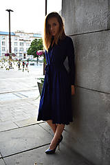 Šaty - APRIL indigo modré, zavinovací šaty/cardigan - 11069715_