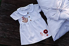 Detské oblečenie - Ľanové detské šaty s výšivkou - 11069482_