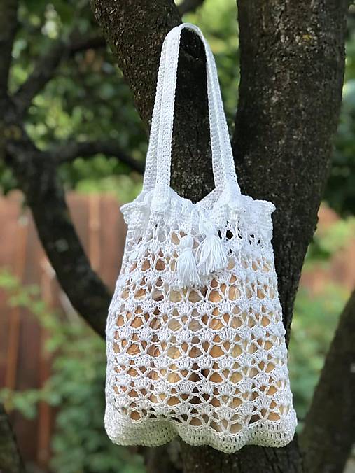 Nákupné tašky - háčkovaná šieťovka - menšia - 11071203_
