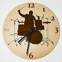 Hodiny - Drummer (Bubeník) - plywood clocks (nástenné hodiny z preglejky) - 11071823_
