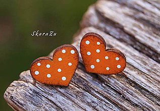 Náušnice - Heart dots mini // Orange - 11074018_