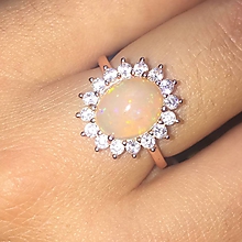 Prstene - Welo Opal Crystal Rose gold Ag925 Ring / Pozlátený strieborný vintage prsteň s opálom /A0035 - 11076079_
