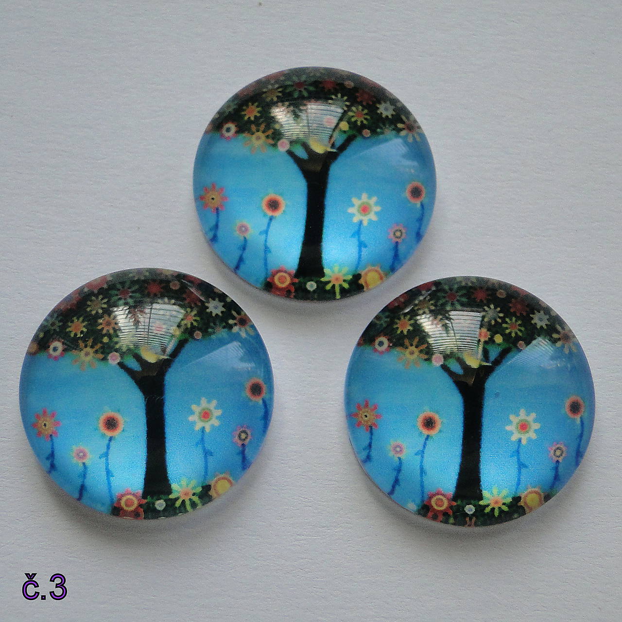 Sklenený kabošon 18mm-strom-1ks (č.3)