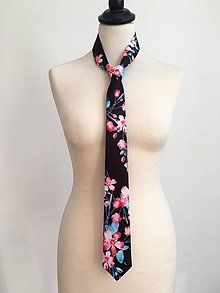 Pánske doplnky - pánska kravata Farebné kvety - 11082776_