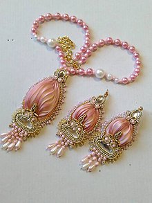 Sady šperkov - Ružový náhrdelník a náušnice - 11081879_