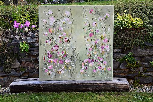 Obrazy - lúka a 3D kvety - 11082435_