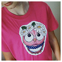 Detské oblečenie - Detské bavlnené tričko - OčiPuči sovička Margarétka v ružovom - 11085431_