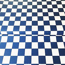 Textil - modrá šachovnica, 100 % bavlna, šírka 160 cm - 11084618_